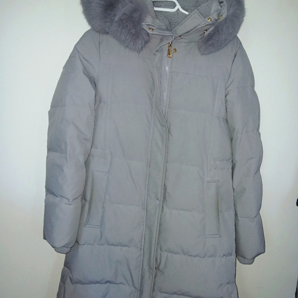 Women's Gray Hooded Puffer Coat